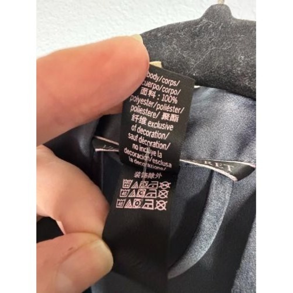 Victorias Secret Satin Kimono Robe Womens Medium Black Tie Belted 3/4 Sleeve - Picture 7 of 12